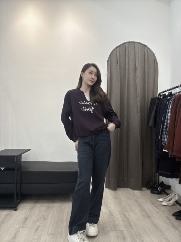 S521295 下抽繩V領字母衣