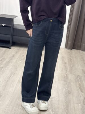 S523033 鬆緊高腰直筒牛仔褲