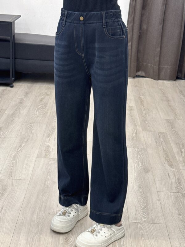 S523033 鬆緊高腰直筒牛仔褲