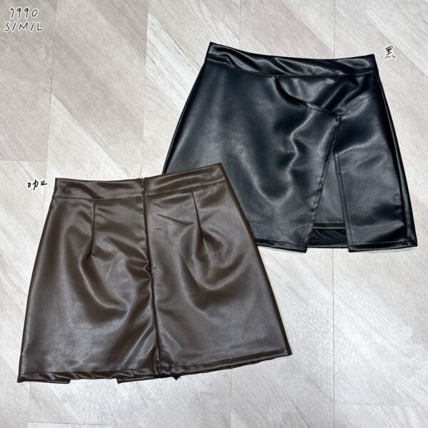 M106片折皮褲裙