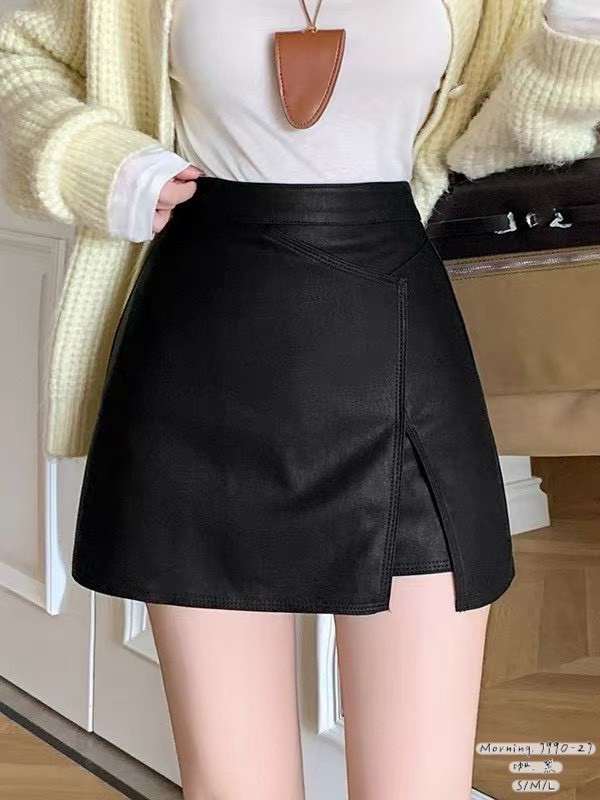 M106片折皮褲裙