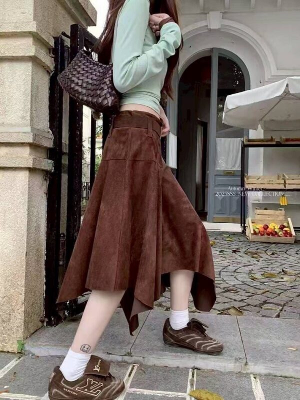 G117不規則牛皮絨長裙