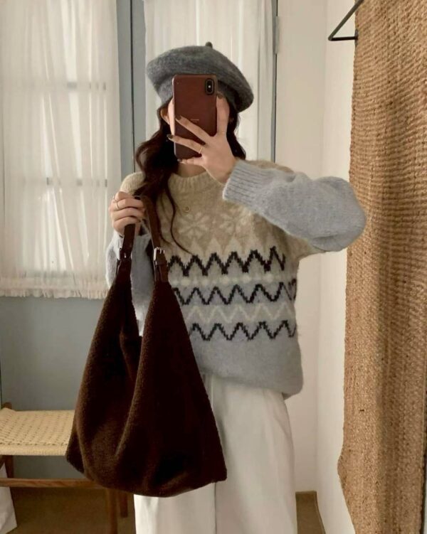 W102 羊羔毛托特包