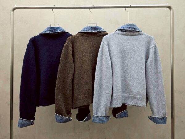 W114 拼接牛仔針織上衣