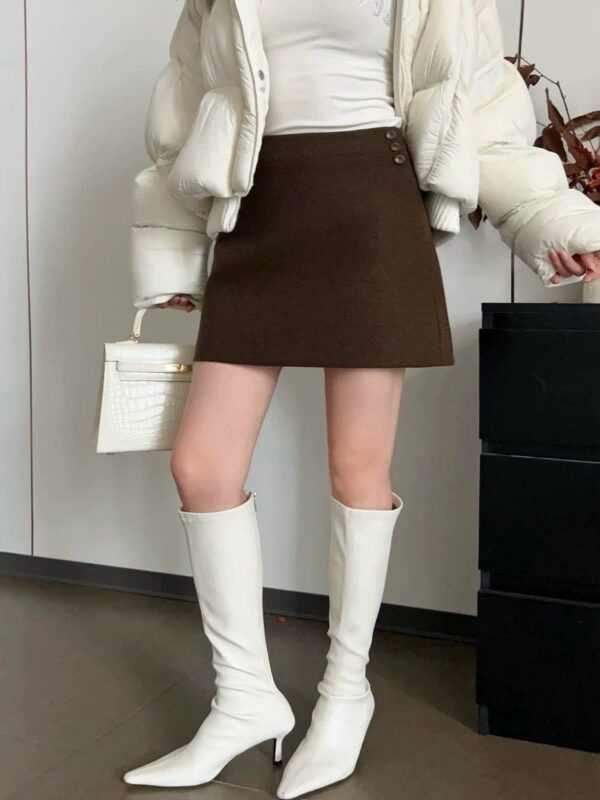O114  韓毛呢短裙