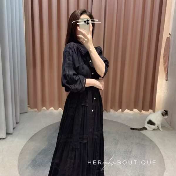 L101拼接蕾絲蛋糕長洋