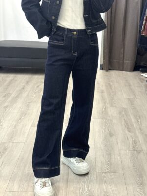 S523028 L口袋高腰車線直筒褲