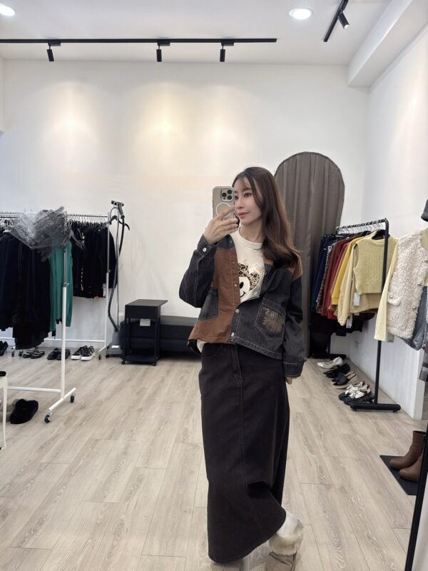 S564059 拚色洗水牛仔外套