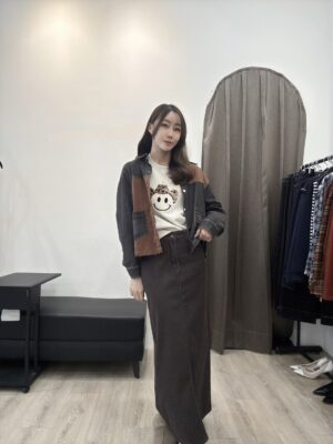 S564059 拚色洗水牛仔外套