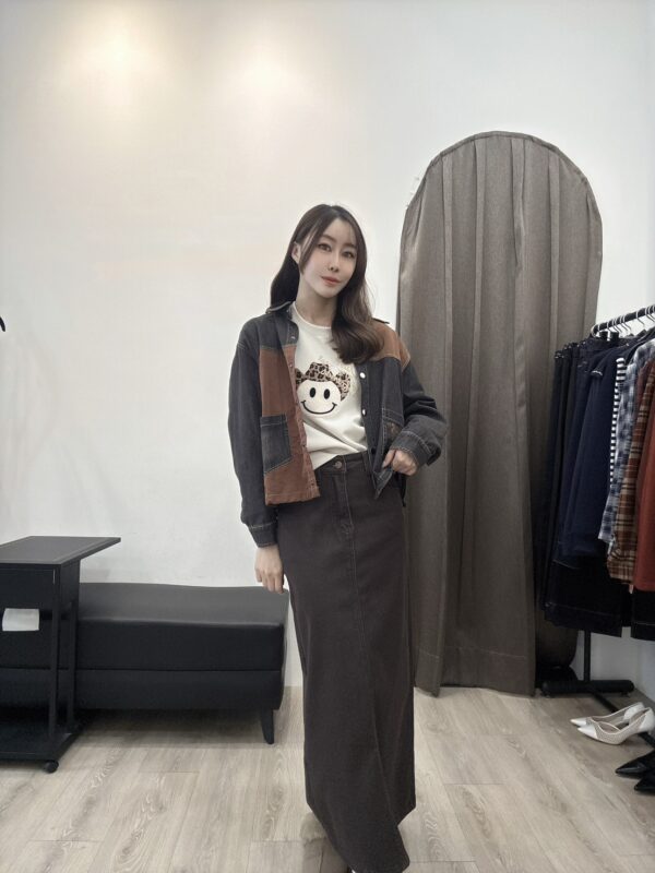 S564059 拚色洗水牛仔外套