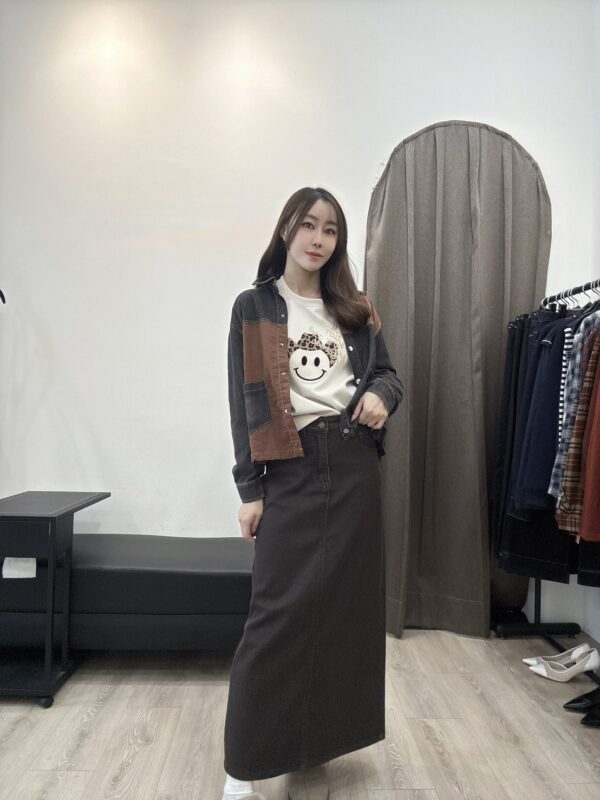 S564059 拚色洗水牛仔外套