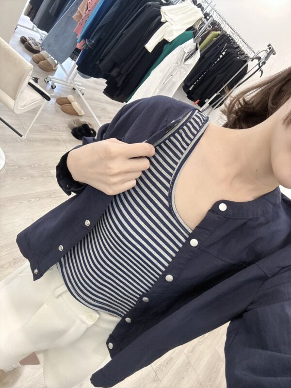 F501012 條紋背心+短襯衣