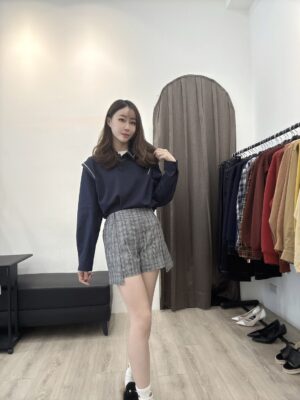 S521385 波浪滾邊拼接上衣