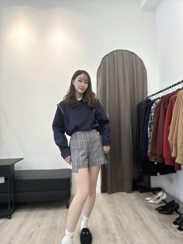 S521385 波浪滾邊拼接上衣