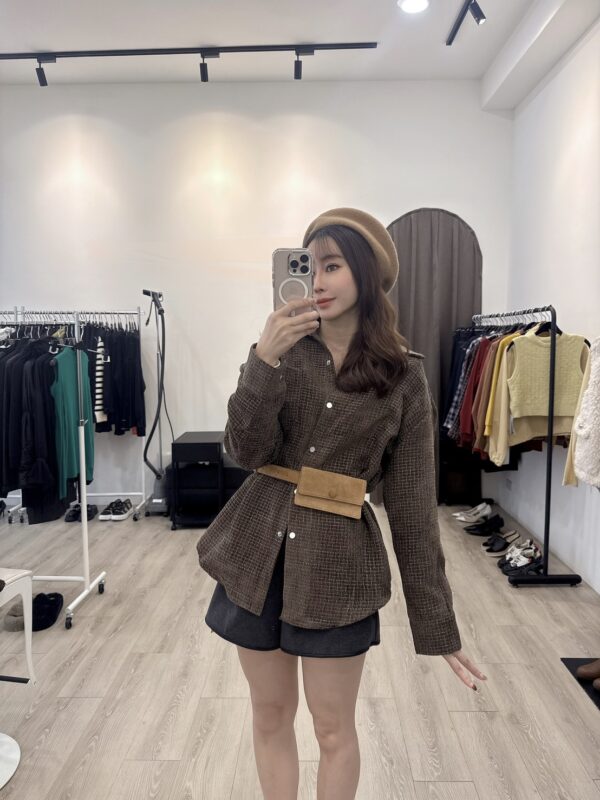 O105 小香編織感襯衫