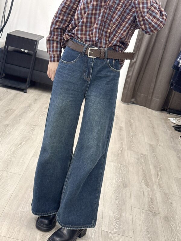 L104 咖色皮帶牛仔長褲