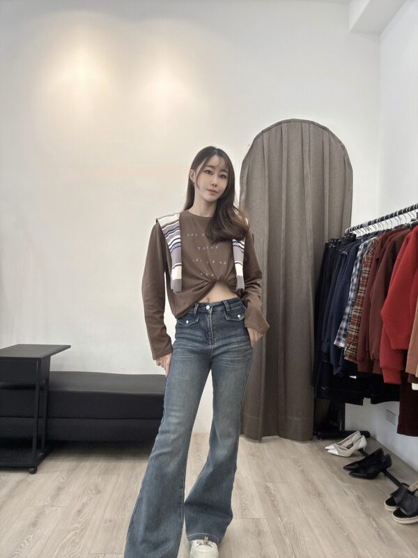 M113水貂絨造型口袋為喇叭褲