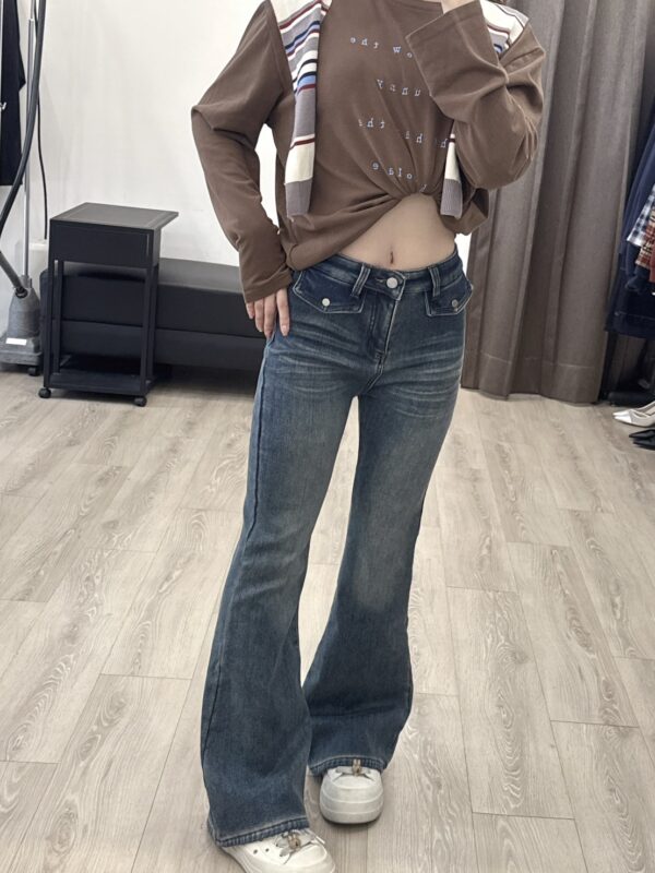 M113水貂絨造型口袋為喇叭褲