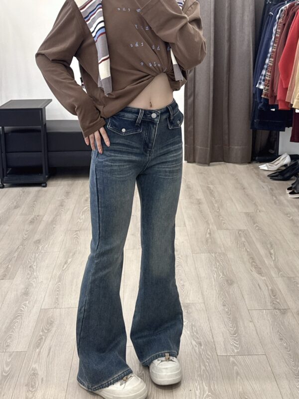 M113水貂絨造型口袋為喇叭褲