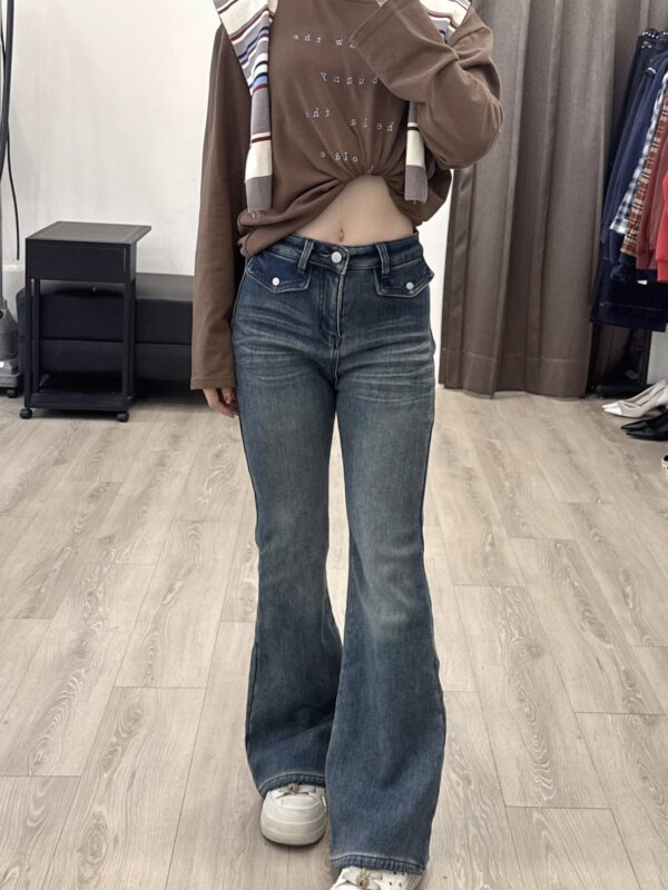 M113水貂絨造型口袋為喇叭褲