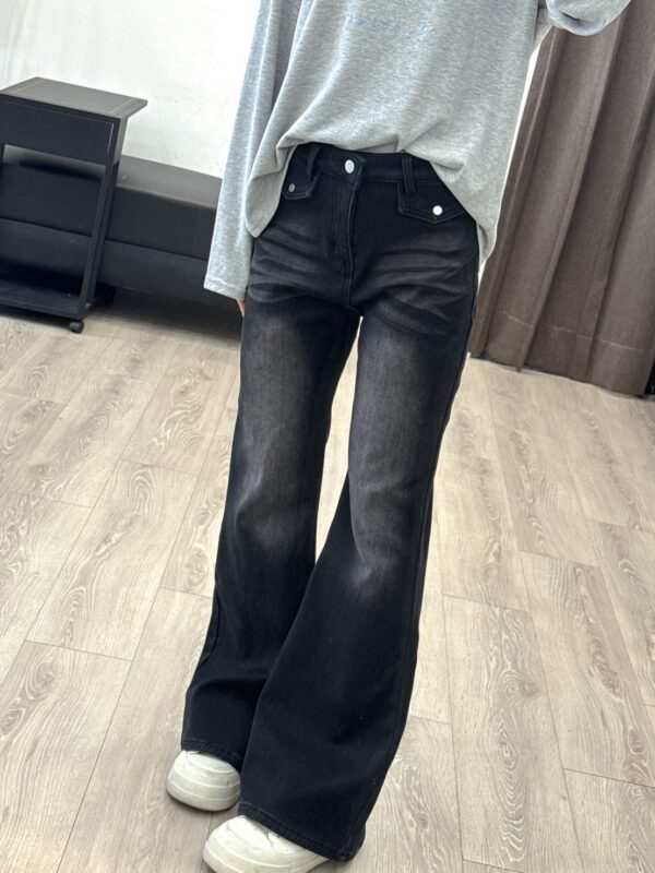 M113水貂絨造型口袋為喇叭褲