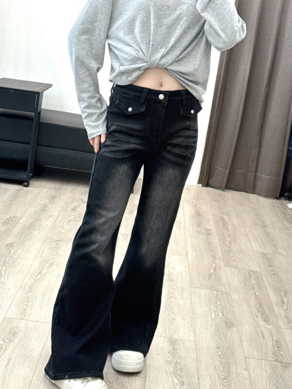 M113水貂絨造型口袋為喇叭褲