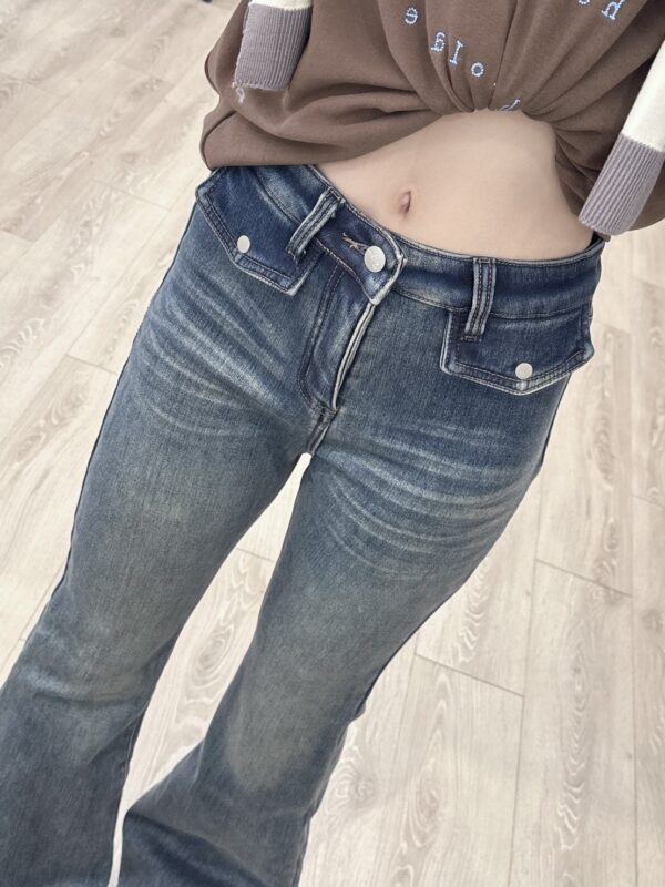 M113水貂絨造型口袋為喇叭褲