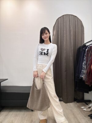 O108 LOVE豹紋短板薄長T