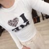 O108 LOVE豹紋短板薄長T