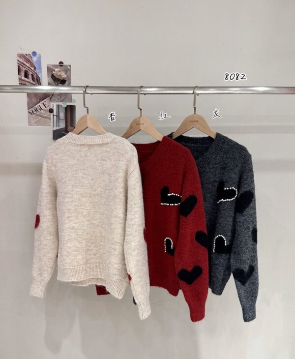 M114 珍珠愛心毛衣外套