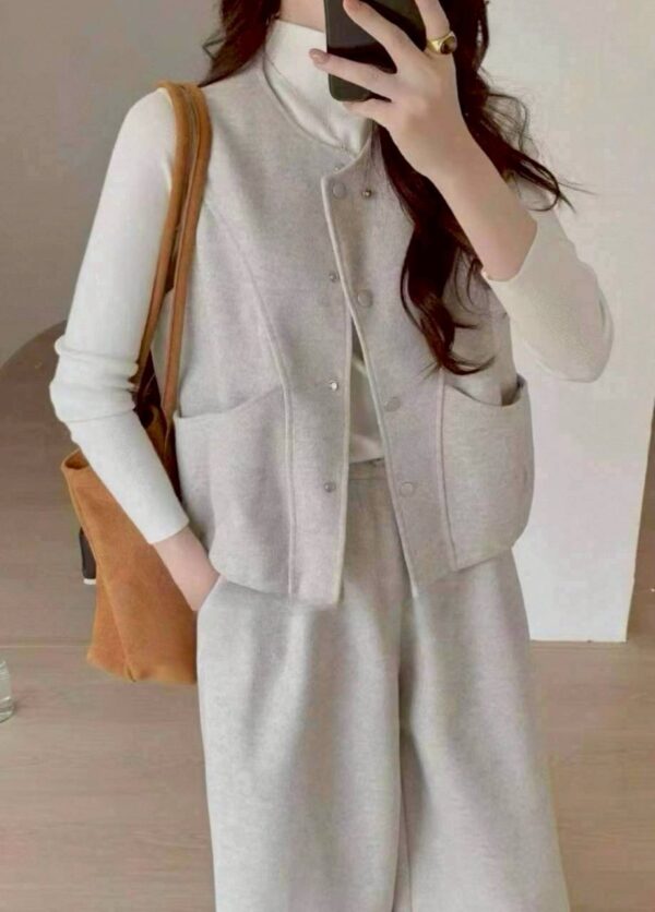 W115 毛呢背心+針織內搭上衣+毛呢寬褲