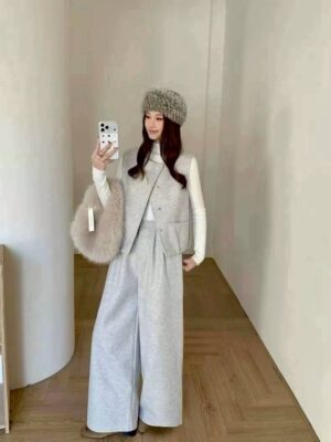 W115 毛呢背心+針織內搭上衣+毛呢寬褲