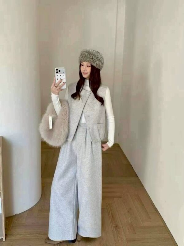 W115 毛呢背心+針織內搭上衣+毛呢寬褲