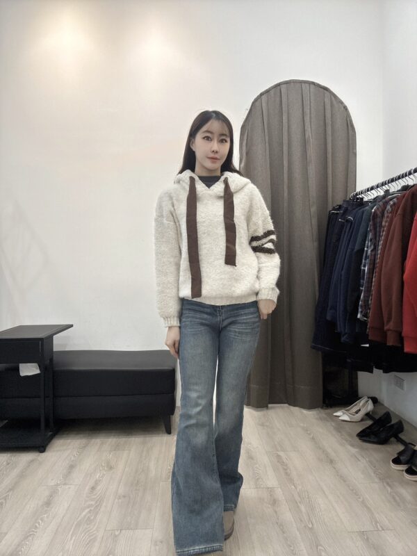 M111撞色袖連帽羊羔