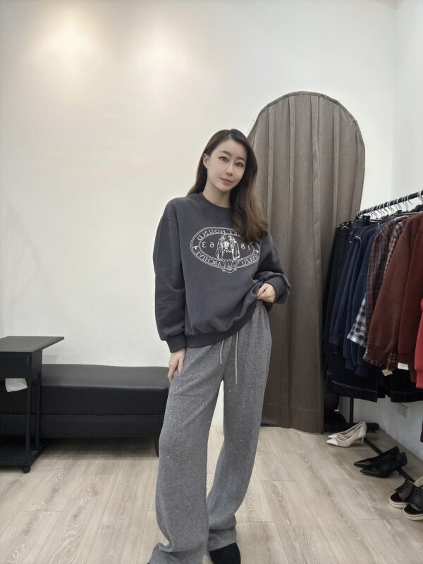 Y102 巴吉度獵犬印花圓領大學T