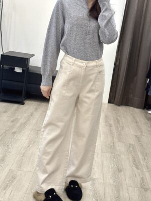 S523007 斜口袋彈力直筒褲