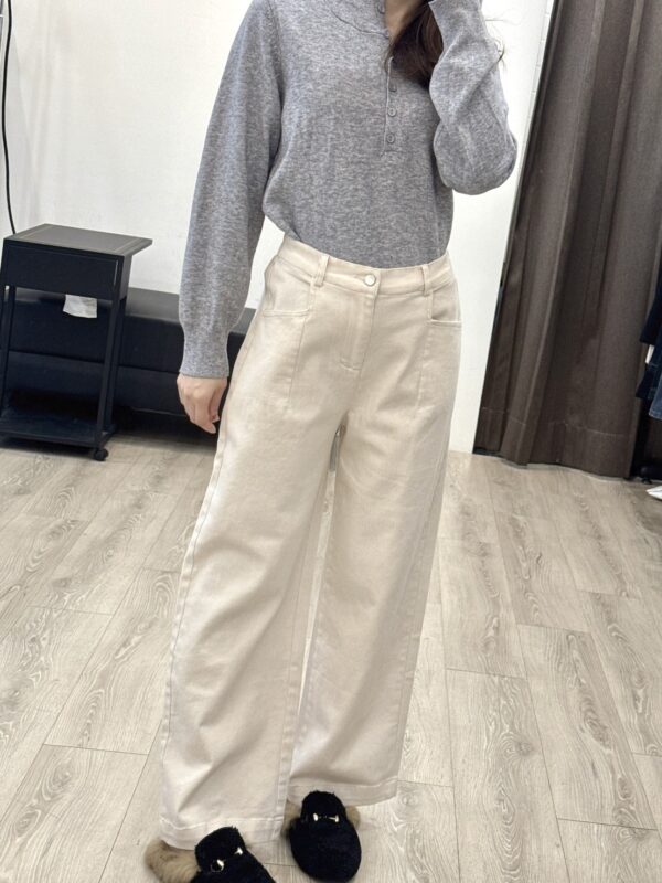 S523007 斜口袋彈力直筒褲