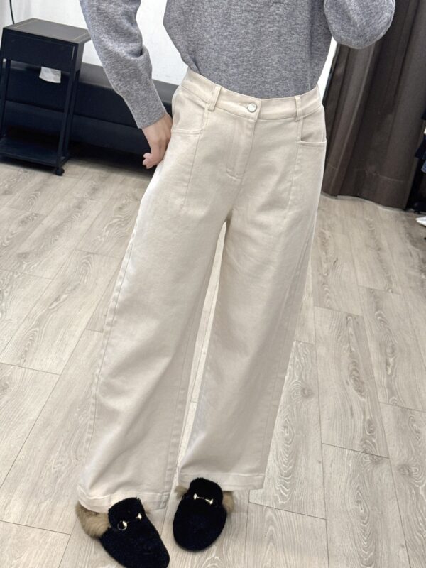 S523007 斜口袋彈力直筒褲