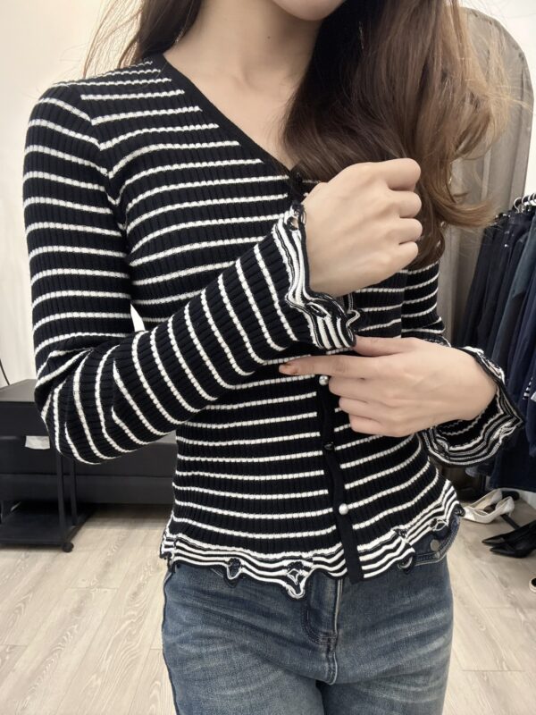 F581026 刷破條紋針織衣