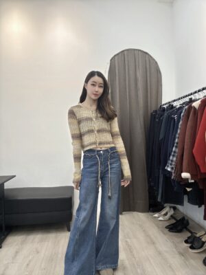 F584013 條紋針織小外套