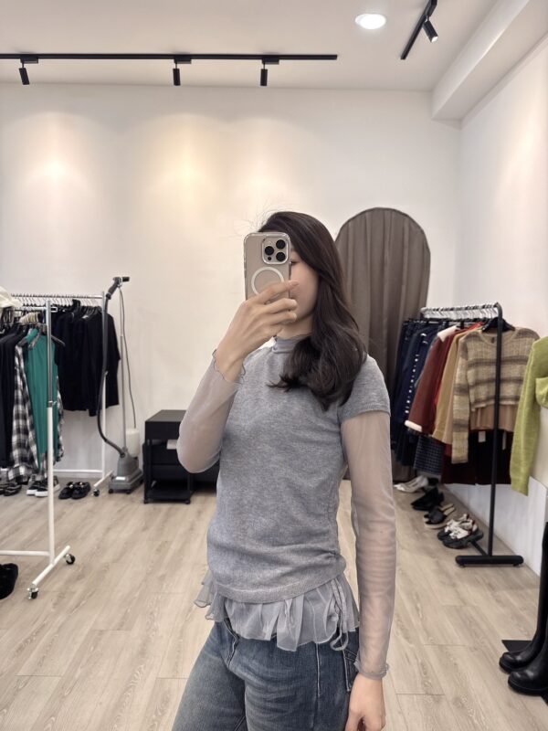 F501077 短袖上衣+內襯紗衣