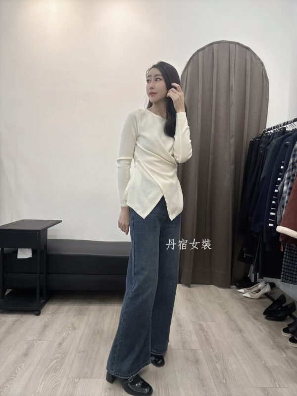 F581131 交叉扣修身針織衣