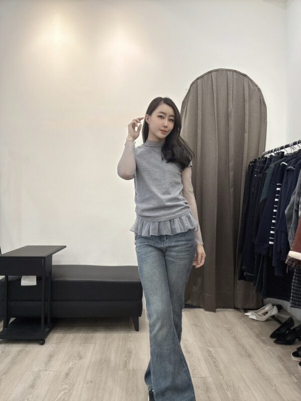 F501077 短袖上衣+內襯紗衣