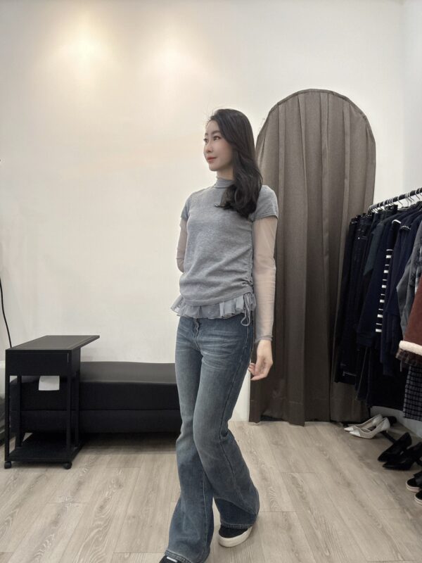 F501077 短袖上衣+內襯紗衣