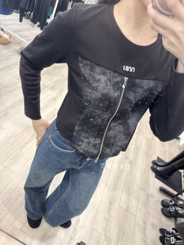 S561168 馬甲拼接拉鍊上衣