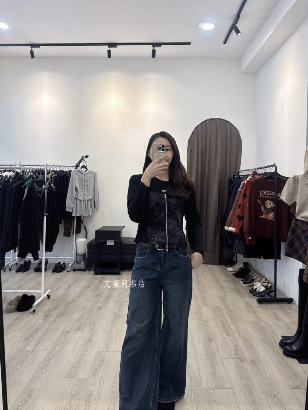 S561168 馬甲拼接拉鍊上衣