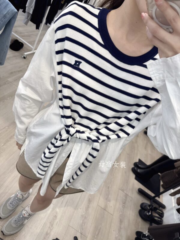 F501051 拼接條紋上衣