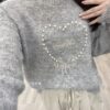 F501124 珍珠愛心刺繡毛衣