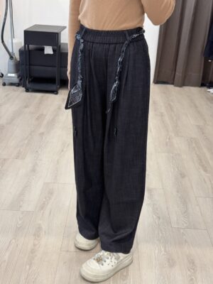 S523010 寬褲+絲巾綁帶