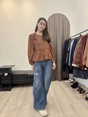 F581003 單肩打結上衣